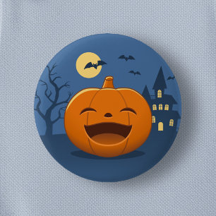 Laughing Halloween Pumpkin 6 Cm Round Badge