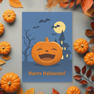 Laughing Halloween Pumpkin Holiday Card