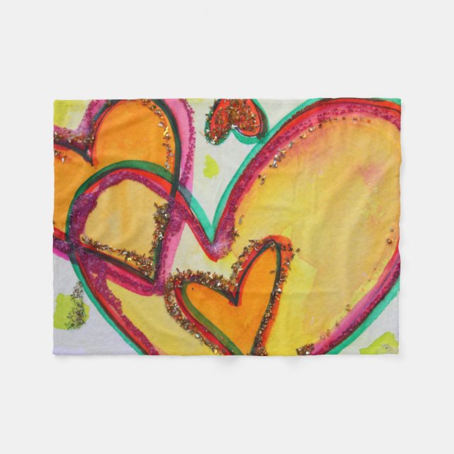 Laughing Hearts Connect Fleece Throw Blanket (Front (Horizontal))