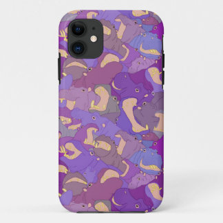 Laughing Hippos - purple iPhone 11 Case