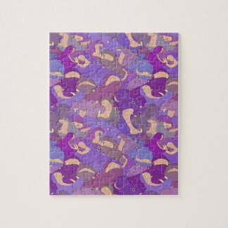 Laughing Hippos - purple Jigsaw Puzzle