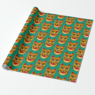 Laughing Jaguar Watercolor Pattern Wrapping Paper