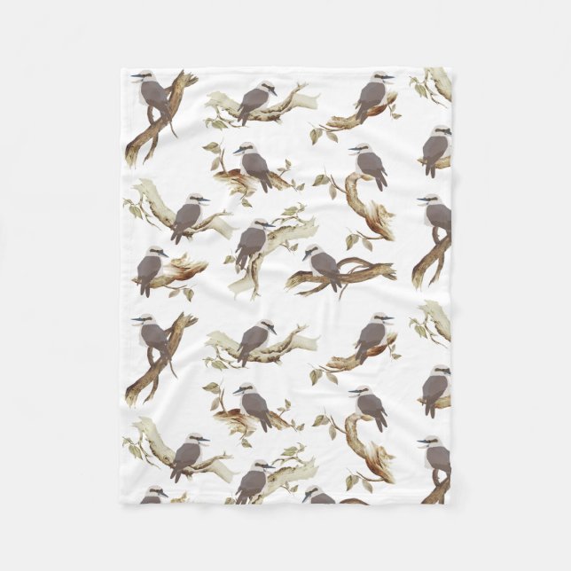 Laughing Kookaburra Australian Bird Eucalyptus  Fleece Blanket (Front)