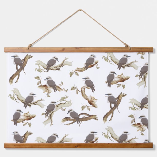 Laughing Kookaburra Australian Bird Eucalyptus  Hanging Tapestry (Front)