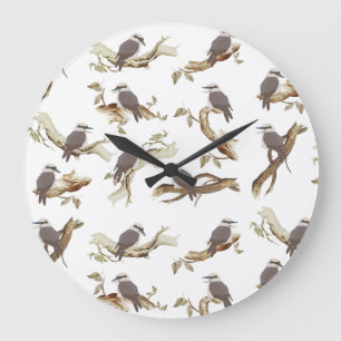 Laughing Kookaburra Australian Bird Eucalyptus  Large Clock