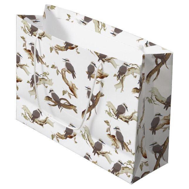 Laughing Kookaburra Australian Bird Eucalyptus  Large Gift Bag (Front Angled)