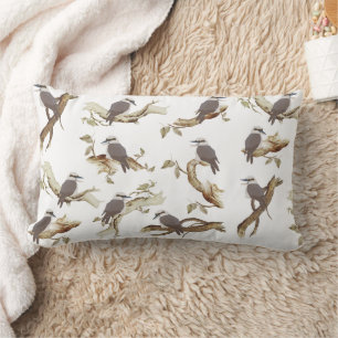 Laughing Kookaburra Australian Bird Eucalyptus Lumbar Cushion