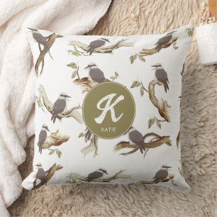 Laughing Kookaburra Australian Eucalyptus Monogram Cushion