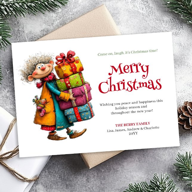 Laughing Lady Editable Digital Christmas Greeting Holiday Card (Laughing Lady Editable Digital Christmas Greeting)