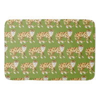Laughing Leopards Smiling Cats Pattern Avocado