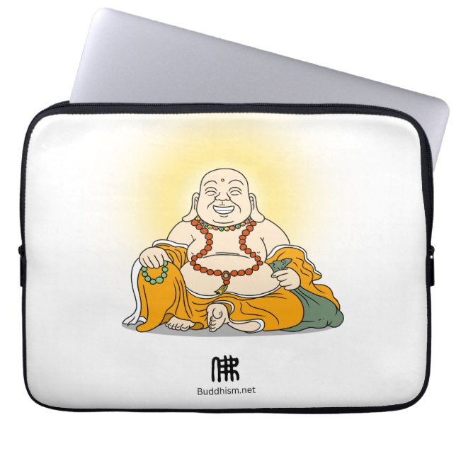 Laughing Maitreya Buddha laptop sleeve (Front)