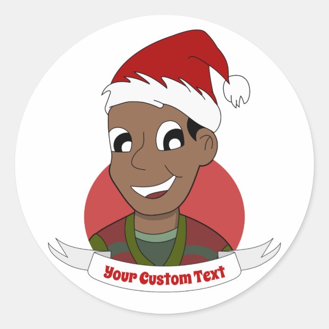 Laughing man Christmas cartoon Classic Round Sticker (Front)