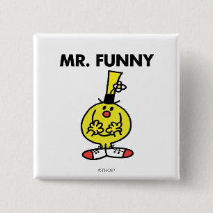 Laughing Mr. Funny With Flower 15 Cm Square Badge