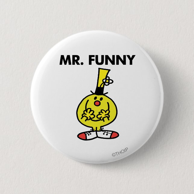 Laughing Mr. Funny With Flower 6 Cm Round Badge (Front)