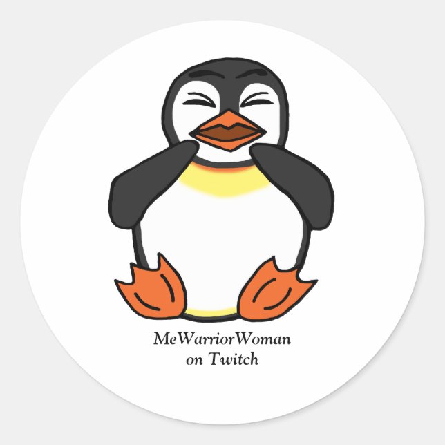 Laughing Penguin, MeWarriorWoman on Twitch Classic Round Sticker (Front)