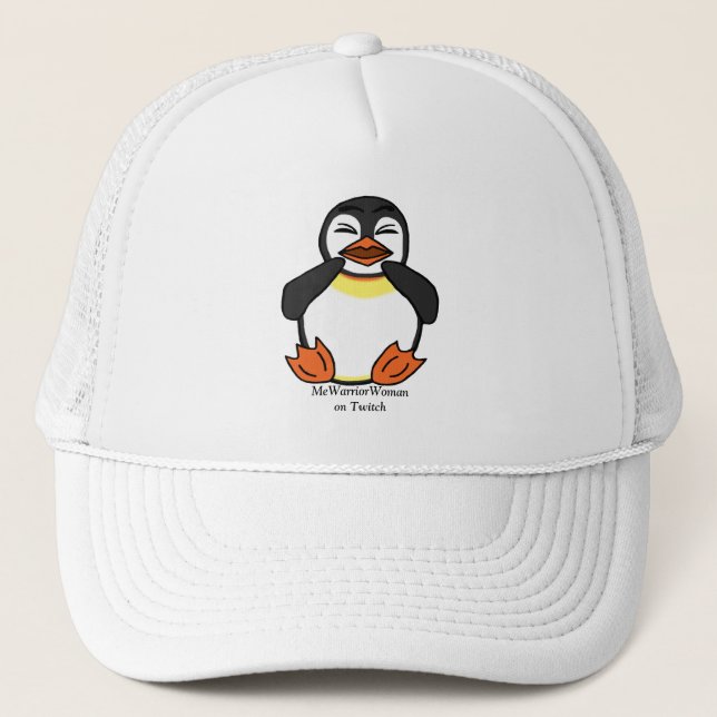 Laughing Penguin, MeWarriorWoman on Twitch Trucker Hat (Front)