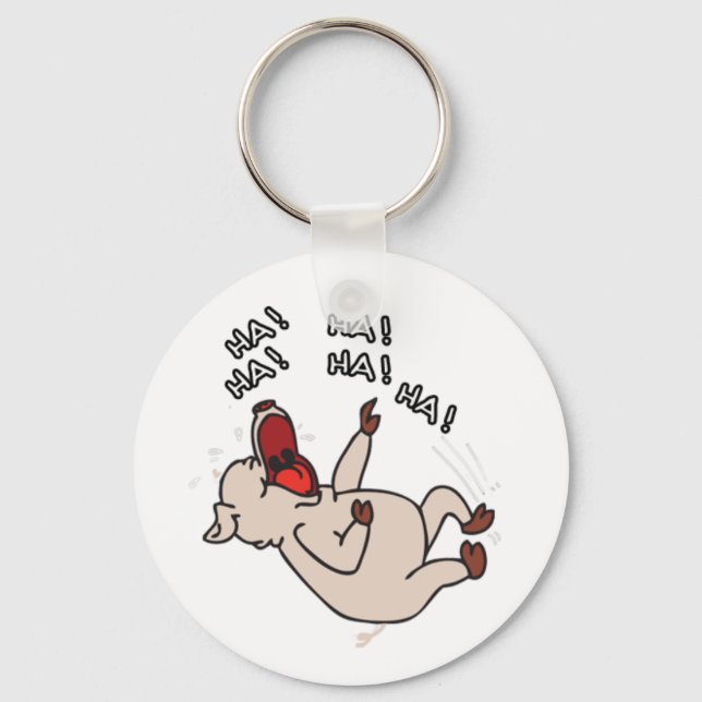 LAUGHING PIG KEY CHAIN - Stop the Thyroid Madness (Front)