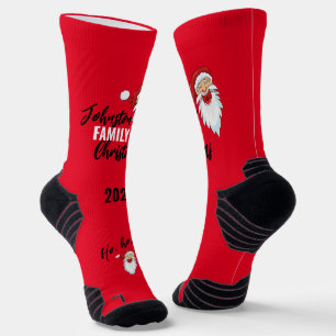 Laughing Santa Matching Family Christmas Socks