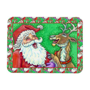 LAUGHING SANTA & REINDEER KNOCK KNOCK JOKES Funny Magnet
