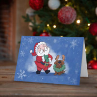 Laughing Santa Reindeer Lab Cute Folded