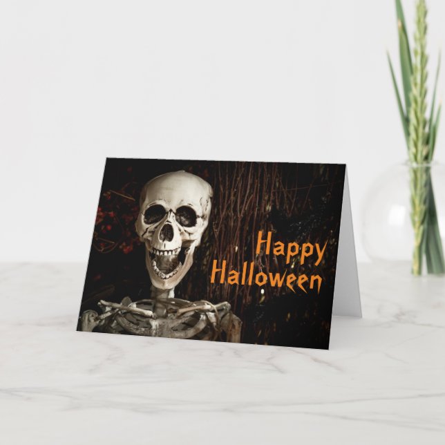 Laughing Skeleton Halloween Customizable Card (Front)