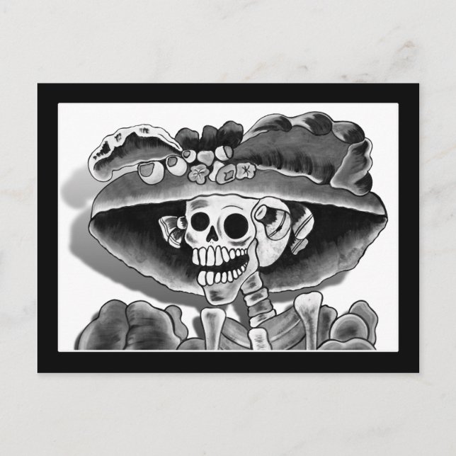 Laughing Skeleton Woman Postcard (Front)