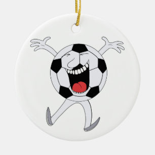 Laughing Soccer Ball Mascot Ceramic Tree Decoration