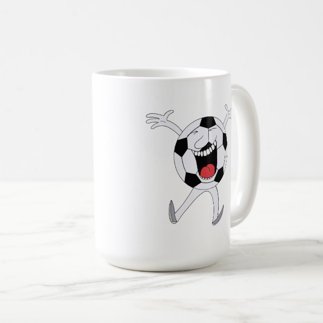 Laughing Soccer Ball Mascot Coffee Mug (Front Right)