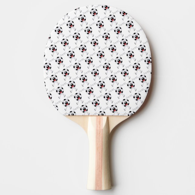 Laughing Soccer Ball Mascot Ping Pong Paddle (Front)