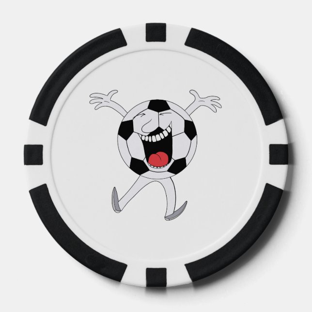 Laughing Soccer Ball Mascot Poker Chips (Front)
