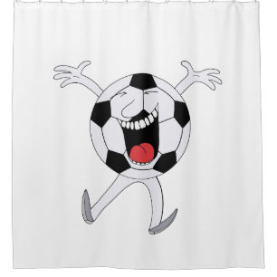 Laughing Soccer Ball Mascot Shower Curtain