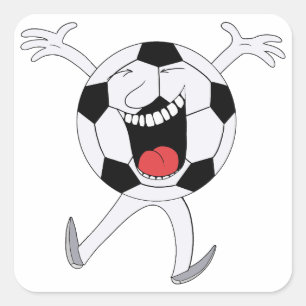 Laughing Soccer Ball Mascot Square Sticker