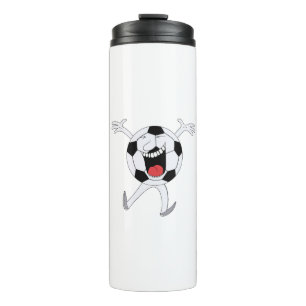 Laughing Soccer Ball Mascot Thermal Tumbler
