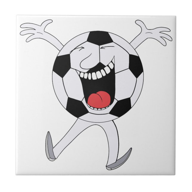 Laughing Soccer Ball Mascot Tile (Front)