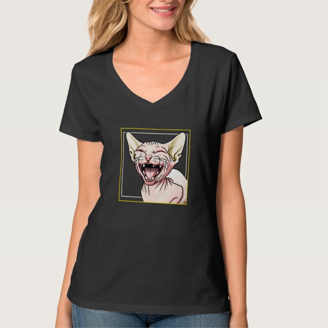 Laughing Sphynx Cat T-Shirt (Front)