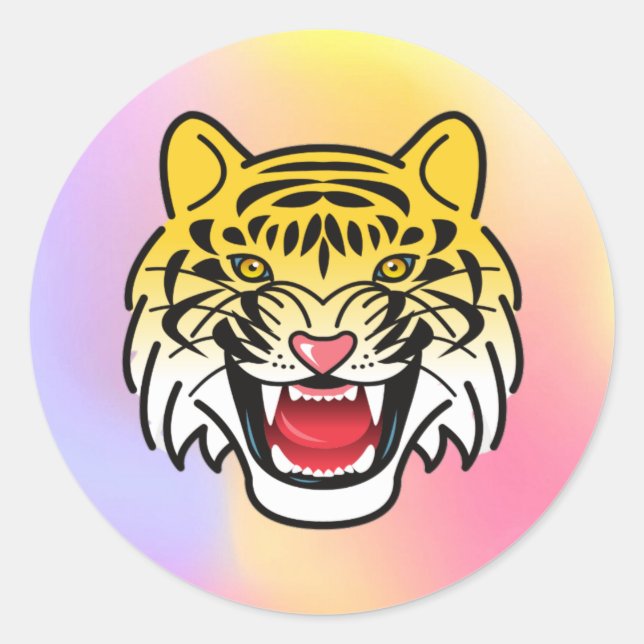 Laughing Tiger Face Artwork-21876 Classic Round Sticker (Front)