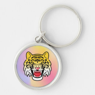 Laughing Tiger Face Artwork-21876 Key Ring