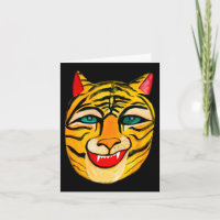 Laughing Tiger Watercolor Happy Birthday Note Card