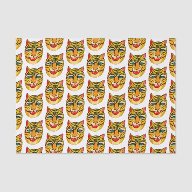 Laughing Tiger Watercolor Pattern Tissue Paper (Front)