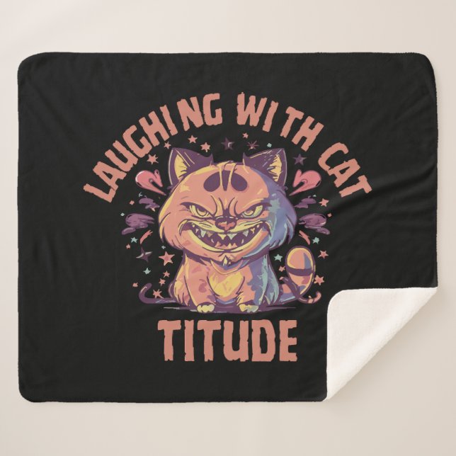 Laughing with Cat-titude Sherpa Blanket (Front (Horizontal))