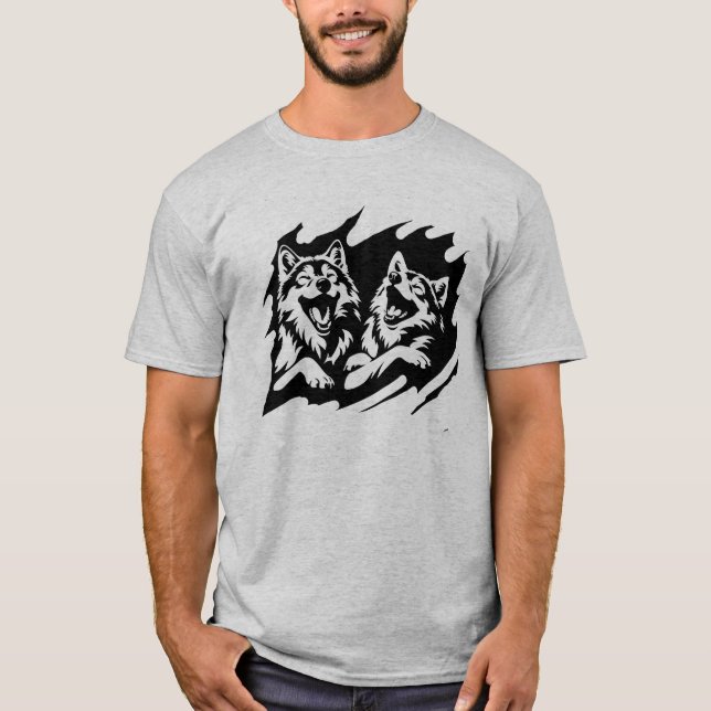 Laughing Wolves Wolf Animal Wildlife logo Art T-Shirt (Front)