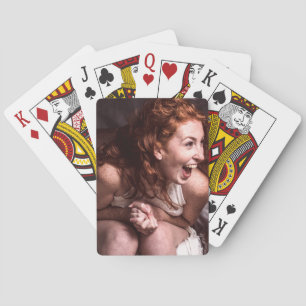 Laughing Young Actress Playing Cards