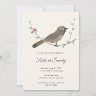 Laughingthrush Bird 70th Birthday Party Invitation