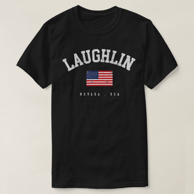 Laughlin NV Retro American Flag USA City Name T-Shirt (Design Front)