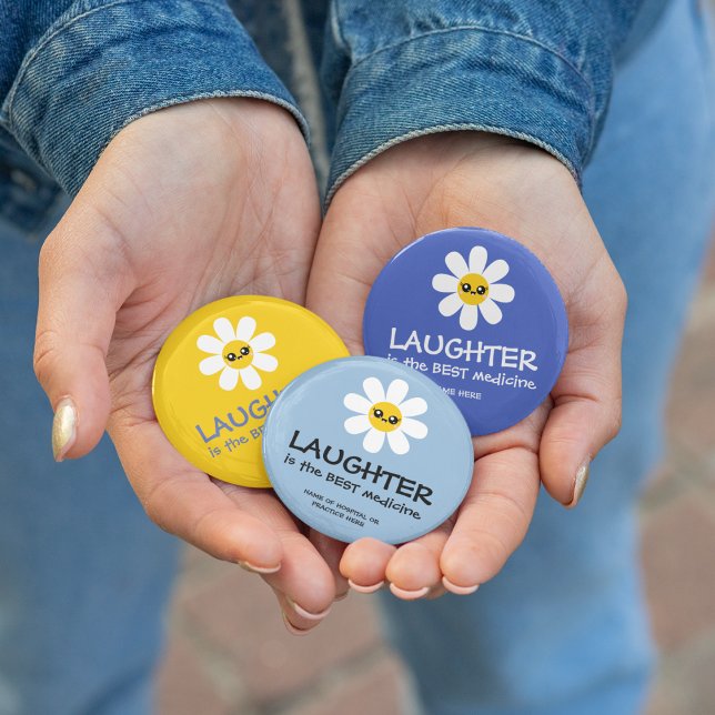 Laughter Is The Best Medicine Keychain 7.5 Cm Round Badge (Cheer up your patients with these personalized, "Laughter is the best medicine" buttons! )