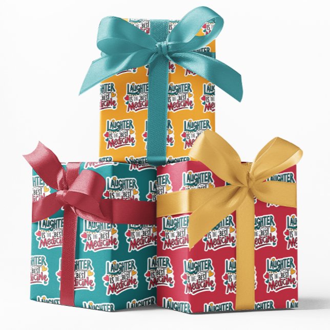 Laughter Is The Best Medicine Wrapping Sheets (Cheer someone up with these, "Laughter is the best medicine" wrapping paper sheets! )