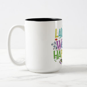 Laughter Wealth Happiness Two-Tone Coffee Mug