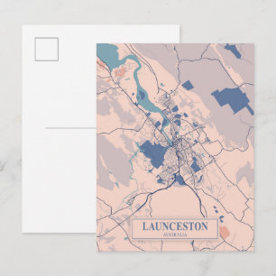 Launceston Australia Breezy City Map Travel Postcard