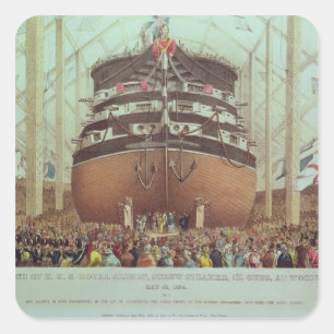 Launch of H.M.S. Royal Albert, Screw Steamer Square Sticker