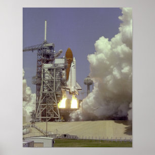 Launch of Space Shuttle Challenger (STS-6) Poster